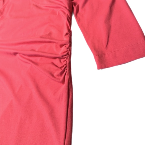 Soft Surroundings Wear Anywhere Faux Wrap Pink Cotton Dress 3/4 Sleeve Size L - Picture 5 of 9